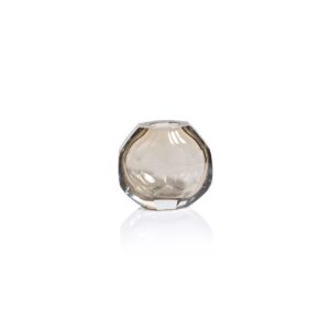 Andermatt Small Cut Glass Vase 5" - Taupe