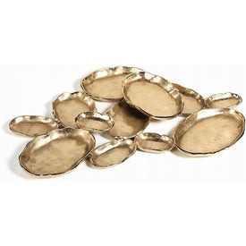 Cluster of 12 Round Serving Bowls - Gold - 16.5"W x 25"L x 2"T